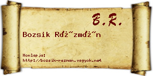 Bozsik Rézmán névjegykártya